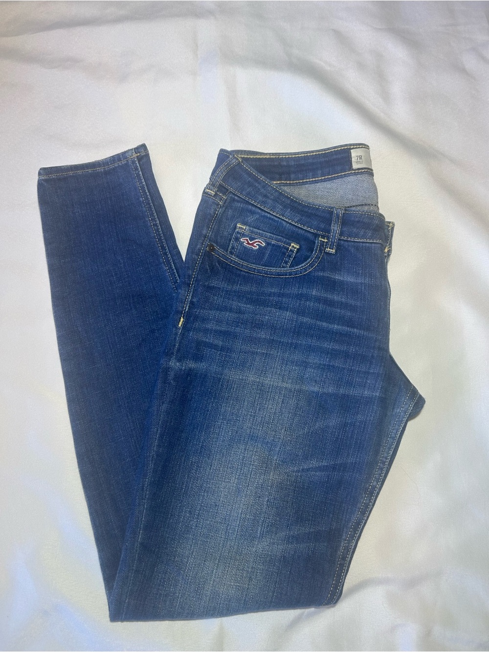Hollister Medium Blue Slim Low Rise Denim Jeans Sz 7